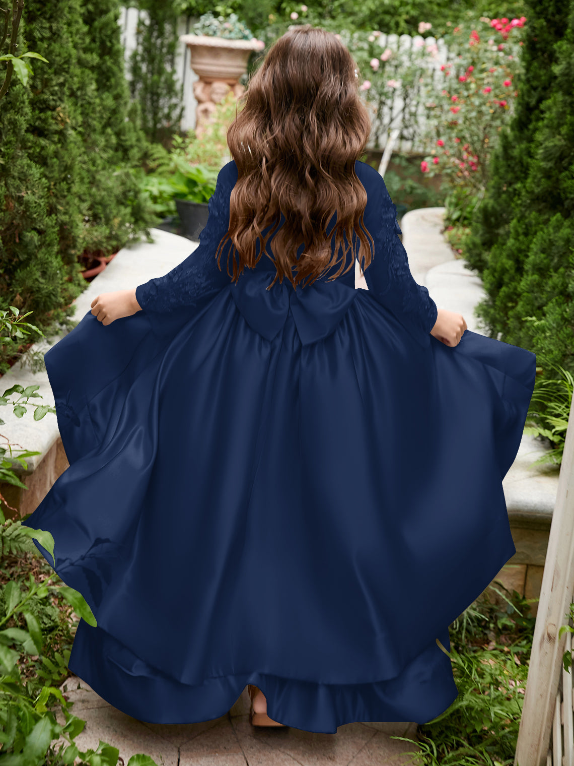 Vestido asimétrico de satén de corte A para niña de las flores