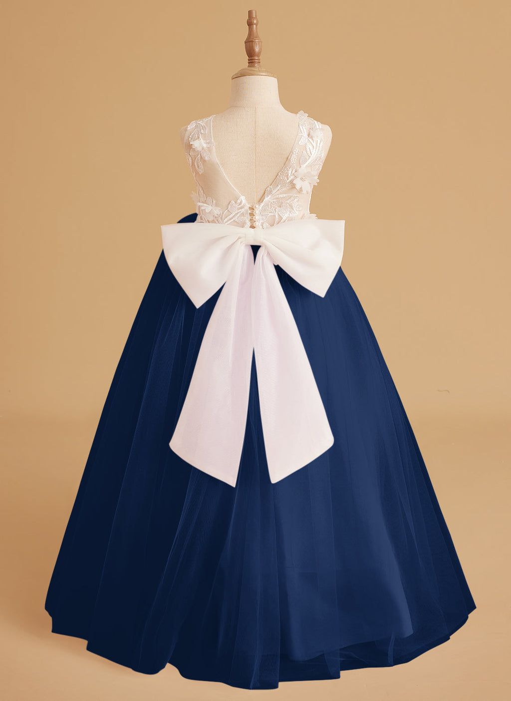 Vestido de niña de las flores sin mangas de encaje y tul con cuentas, estilo princesa de ensueño 