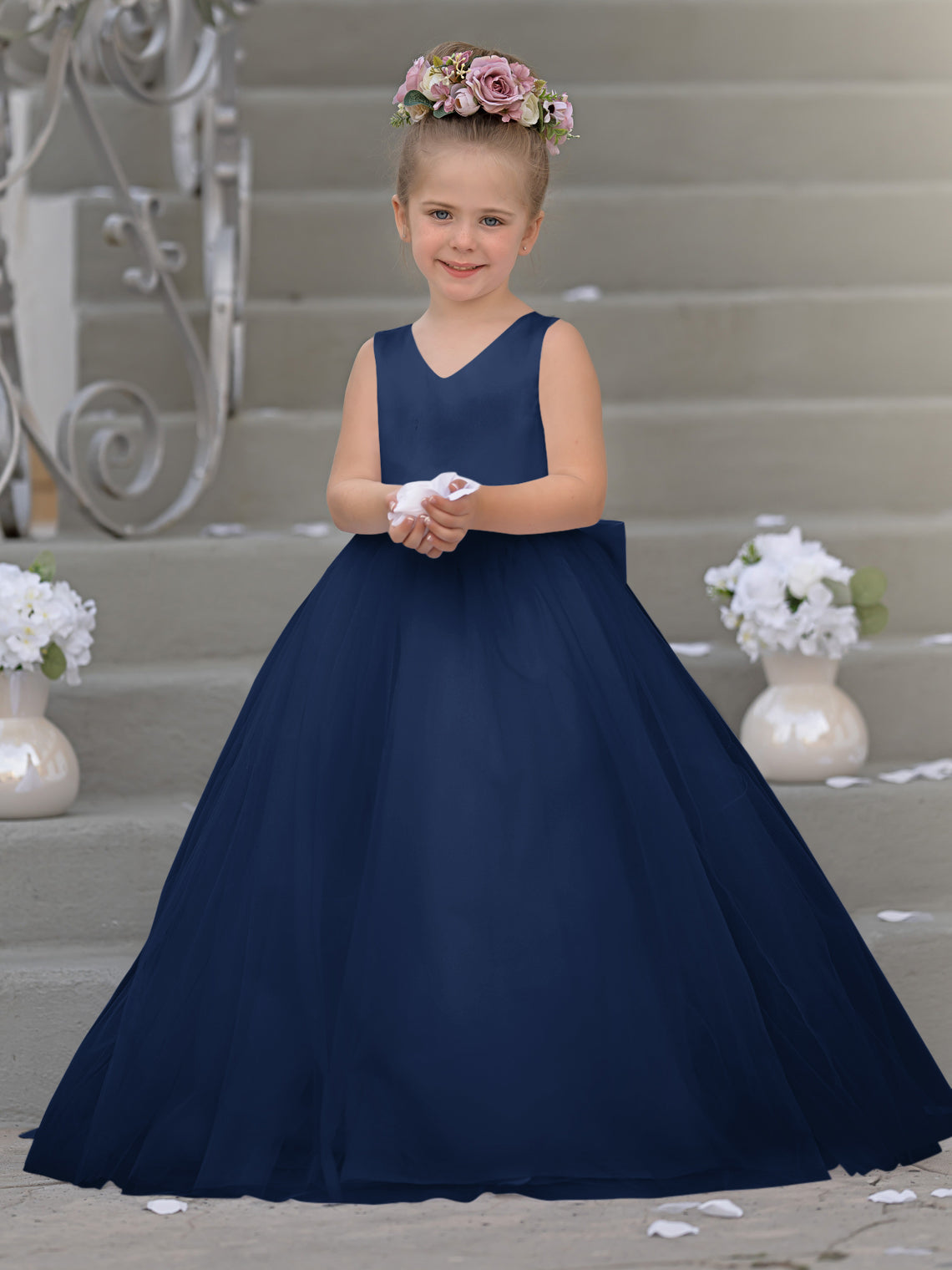 Robe de demoiselle d'honneur intemporelle en satin et tulle, coupe trapèze, sans manches 