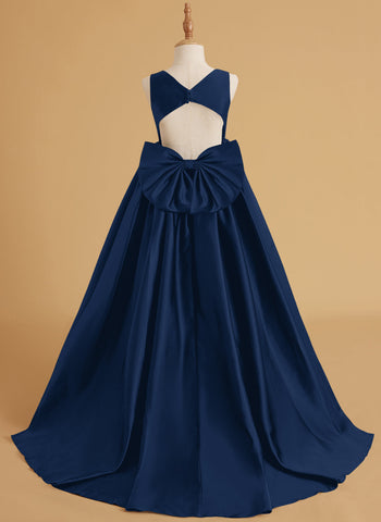 Robe de bal/robe de princesse en satin avec traîne pour demoiselle d'honneur 