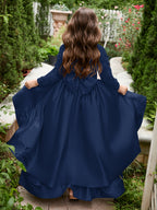 Vestido asimétrico de satén de corte A para niña de las flores 