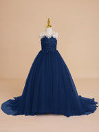 Vestido de princesa/vestido de princesa con cola de tul para niña de las flores 