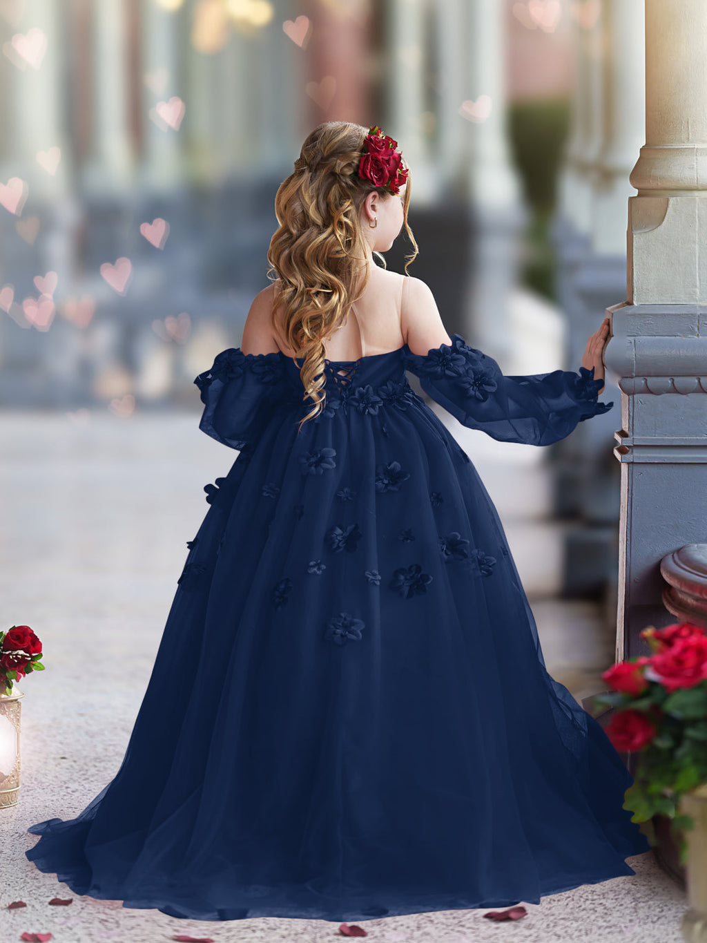 Vestidos de princesa con flores en 3D para niña 