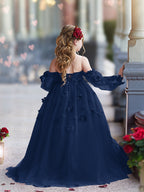 Vestidos de princesa con flores en 3D para niña 
