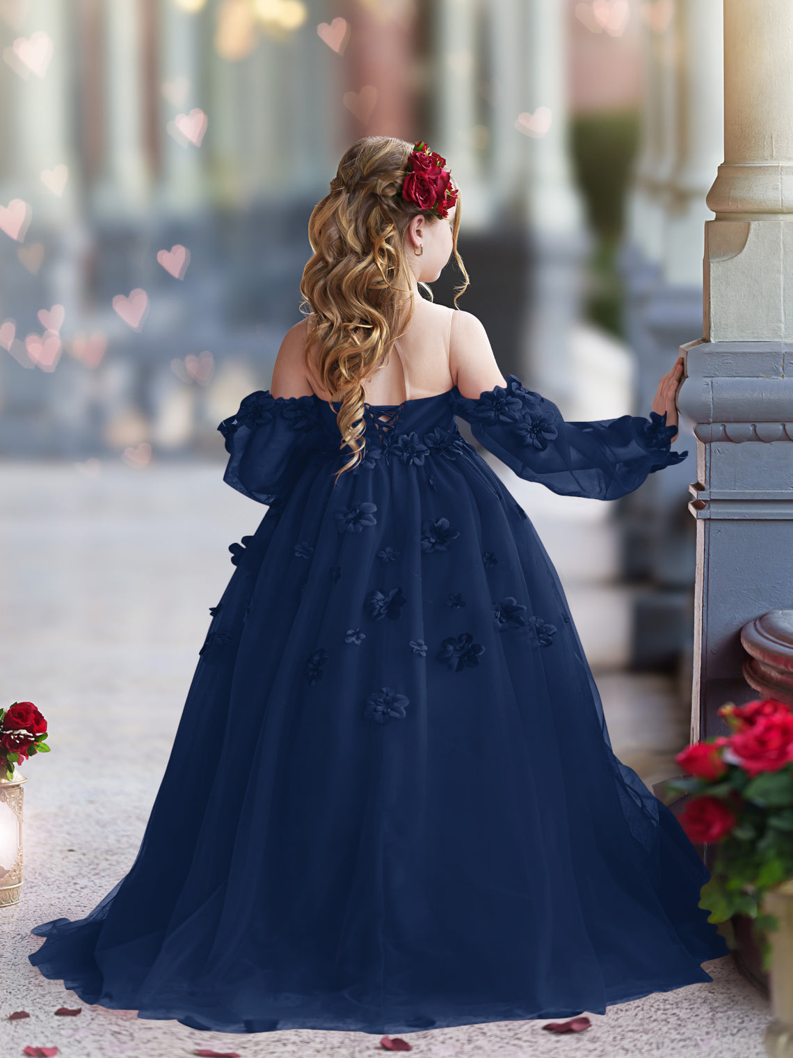 Vestidos de princesa con flores en 3D para niña 