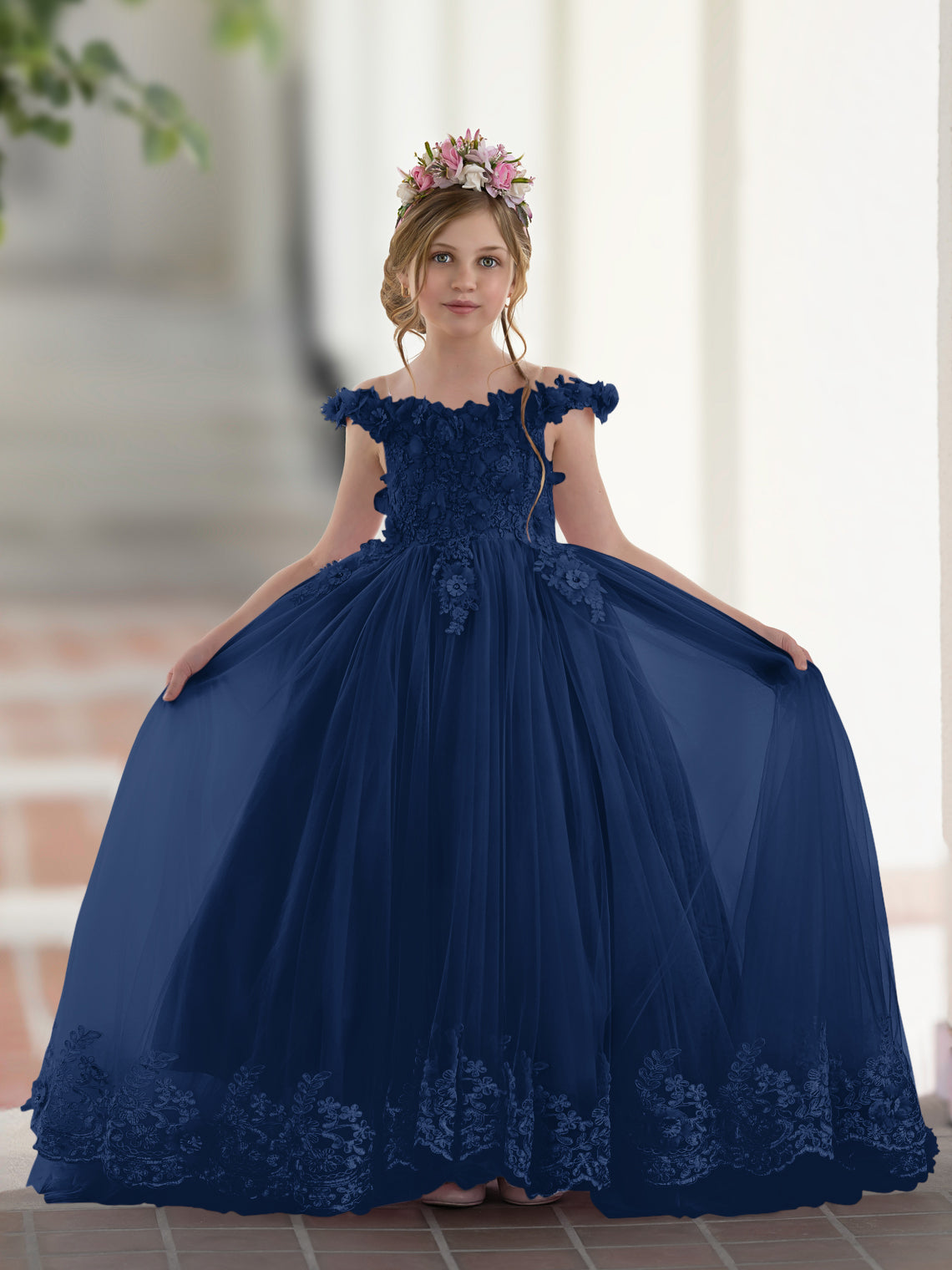 Vestido de gala/princesa rosa con cola de encaje para cumpleaños 