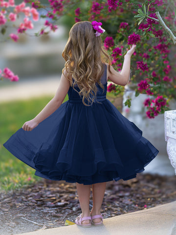 Vestido de princesa/vestido de tul hasta la rodilla para niña de las flores 