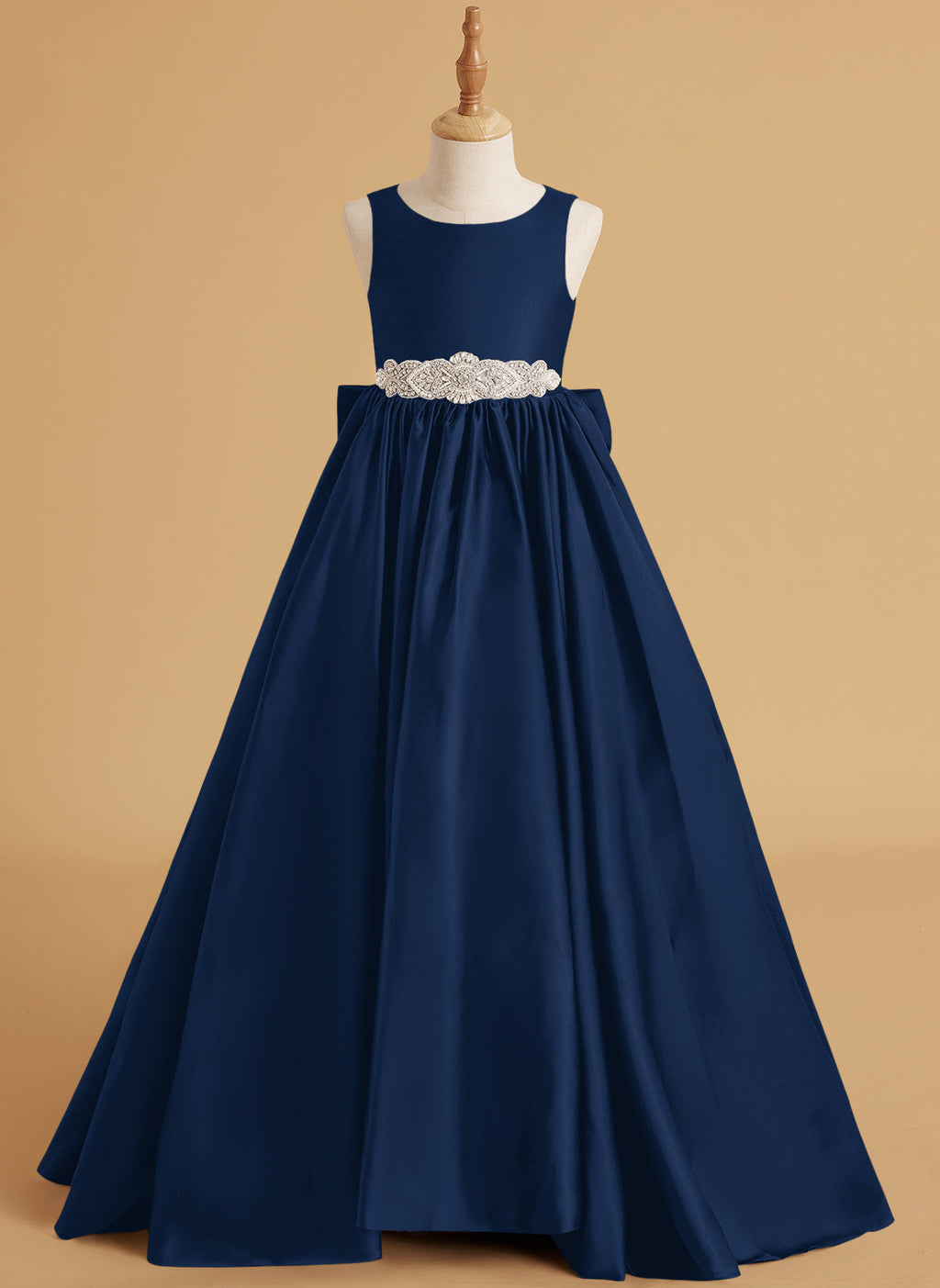 Vestido de princesa de satén con cola para niña de las flores 