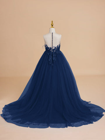 Vestido de princesa/vestido de princesa con cola de tul para niña de las flores 