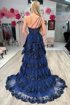 Robe de bal asymétrique à sequins avec fente, robe de soirée