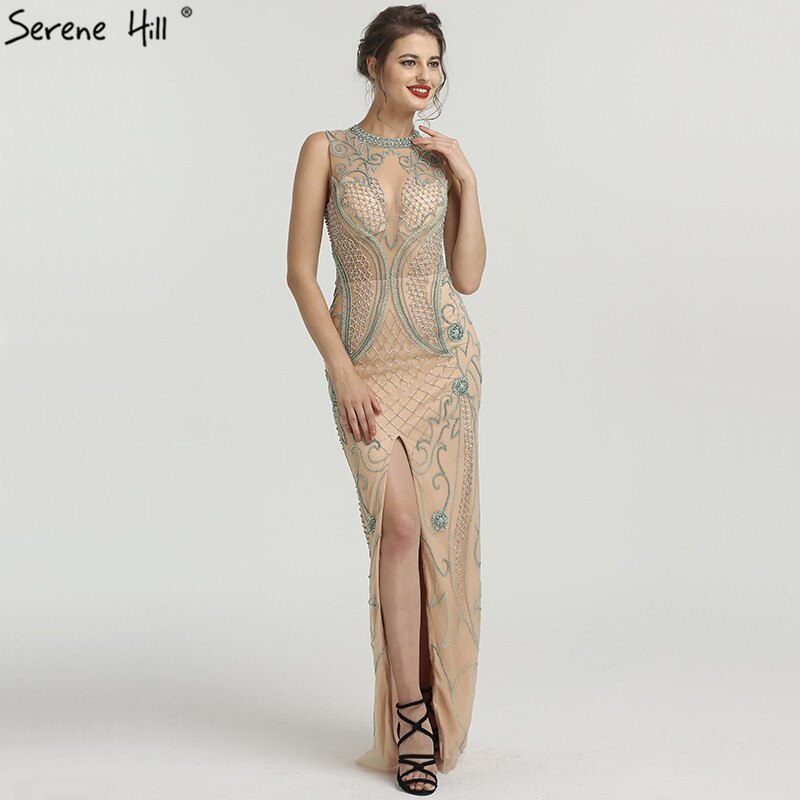 On Sale no return no refundSale New Diamond Beading Luxury Evening Dresses 2025 Sleeveless Illusion Mermaid Fashion Sexy Evening Gowns LA6578