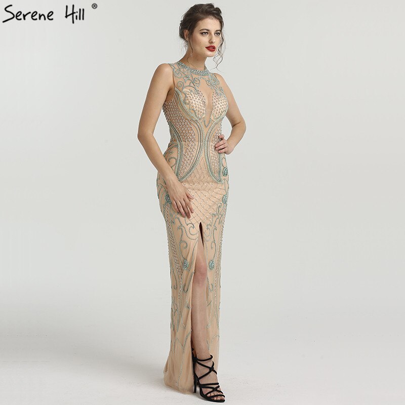 On Sale no return no refundSale New Diamond Beading Luxury Evening Dresses 2025 Sleeveless Illusion Mermaid Fashion Sexy Evening Gowns LA6578