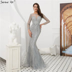 New Long Sleeves Luxury Formal Evening Dresses Mermaid Beading Sequined Fashion Evening Gowns 2025 LA6506