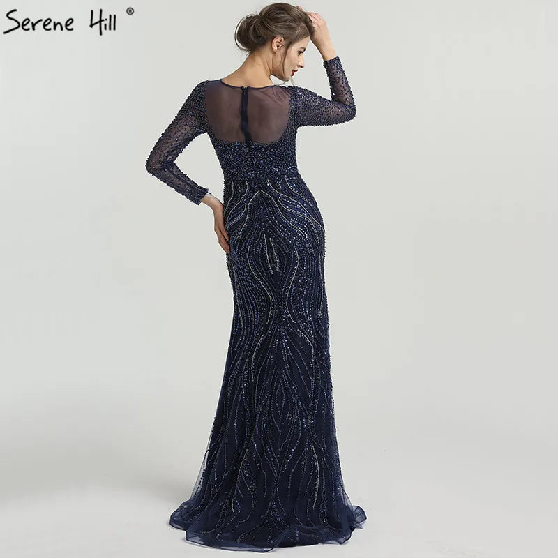 New Long Sleeves Luxury Formal Evening Dresses Mermaid Beading Sequined Fashion Evening Gowns 2025 LA6506