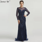 New Long Sleeves Luxury Formal Evening Dresses Mermaid Beading Sequined Fashion Evening Gowns 2025 LA6506