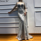 New Long Sleeves Luxury Formal Evening Dresses Mermaid Beading Sequined Fashion Evening Gowns 2025 LA6506