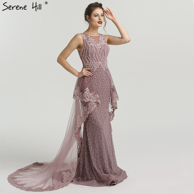 New Mermaid Sleeveless Sexy Evening Dresses Pearls Fashion Off Shoulder Evening Gowns 2025 LA6527
