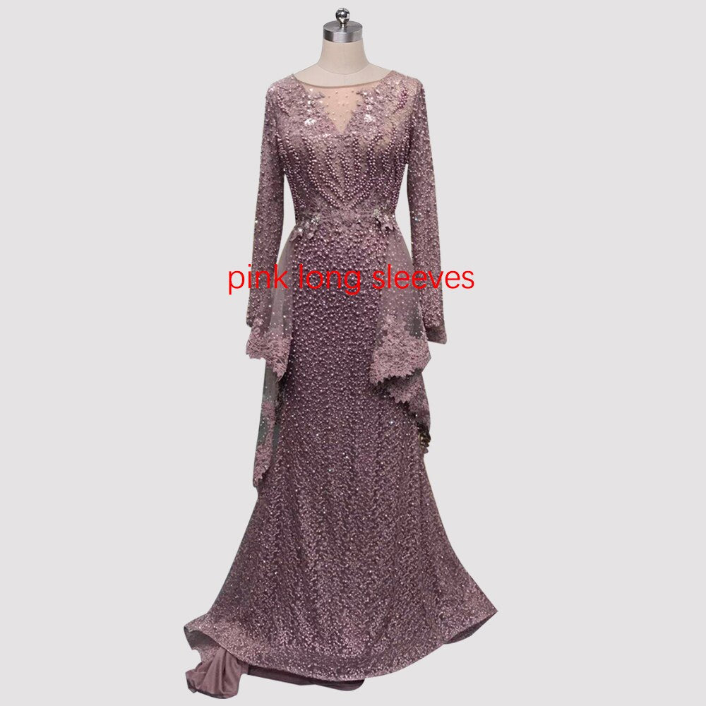New Mermaid Sleeveless Sexy Evening Dresses Pearls Fashion Off Shoulder Evening Gowns 2025 LA6527
