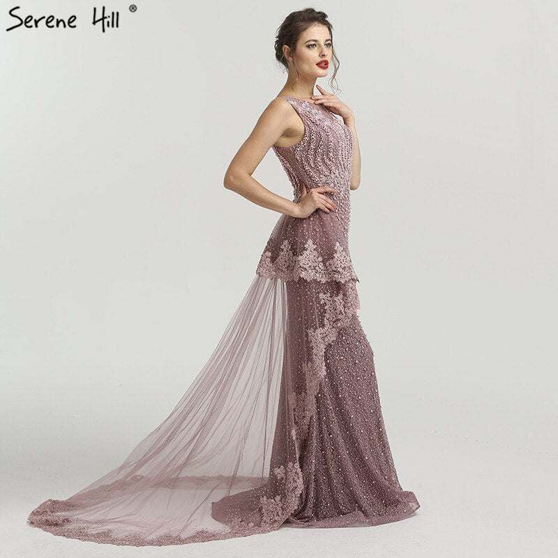 New Mermaid Sleeveless Sexy Evening Dresses Pearls Fashion Off Shoulder Evening Gowns 2025 LA6527