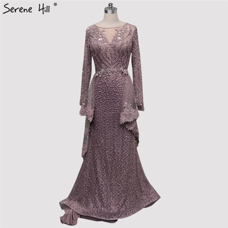 New Mermaid Sleeveless Sexy Evening Dresses Pearls Fashion Off Shoulder Evening Gowns 2025 LA6527