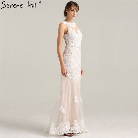 On Sale no return no refundSale New O-Neck Mermaid Elegant Sexy Evening Gowns Fashion Embroidery Pearls Tulle Evening Dress 2025 Real Photo LA6228