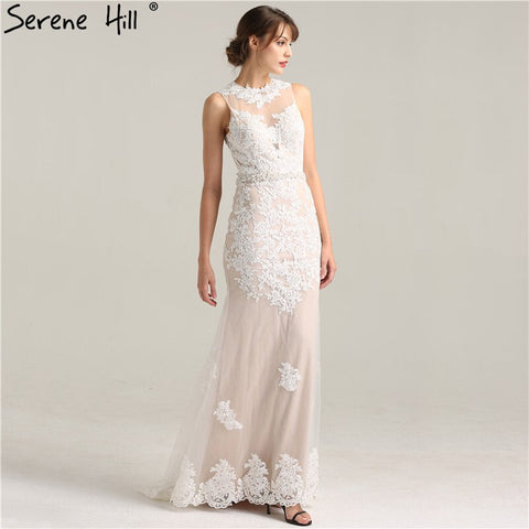 On Sale no return no refundSale New O-Neck Mermaid Elegant Sexy Evening Gowns Fashion Embroidery Pearls Tulle Evening Dress 2025 Real Photo LA6228