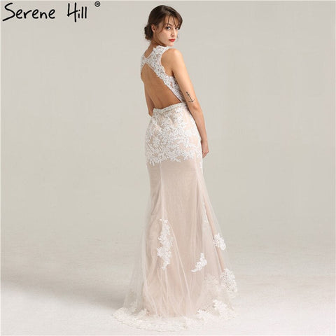 On Sale no return no refundSale New O-Neck Mermaid Elegant Sexy Evening Gowns Fashion Embroidery Pearls Tulle Evening Dress 2025 Real Photo LA6228