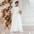 New Simple Wedding Dress 2022 A Line Square Collar Long Sleeve Floor Length Beach Bridal Gowns Eleagnt Vestidos De Novia Civil