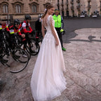 New Simple Wedding Dress V-Neck Vestidos De Novia Appliques Long Sleeves Vestido De Noiva Lace Robe De Mariée
