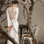 New White V-neck Mermaid Lace Real Photo 2023 Satin Wedding Dress Korean Style Zipper 웨딩 드레스 Wedding Gowns