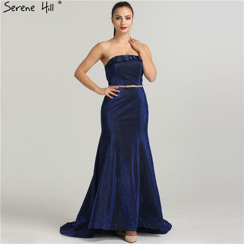 On Sale No Return No Refund Designer Strapless Sexy Evening Dresses  Mermaid  Fashion Long Dress Elegant Evening Real Photo LA6440