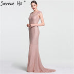 On Sale no return no refundSale Newest Fashion Elegant Mermaid Evening Dresses  Pink Manual Beading Pearls Tulle Evening Gown 2025 Real Photo LA6113