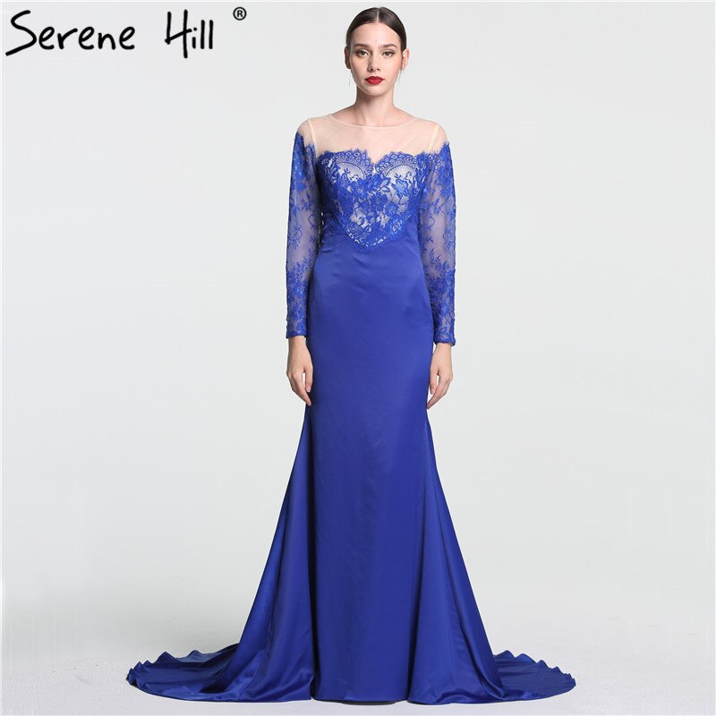 On Sale no return no refundSale Newest Lace Flowers Sexy Mermaid Evening Gown Long Sleeve Simple Fashion Evening Dress Long 2025 LA6146