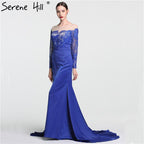 On Sale no return no refundSale Newest Lace Flowers Sexy Mermaid Evening Gown Long Sleeve Simple Fashion Evening Dress Long 2025 LA6146
