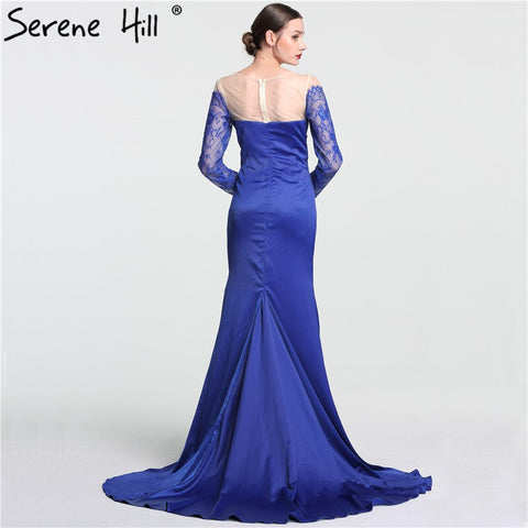 En oferta, sin devoluciones ni reembolsos. Vestido de noche sirena sexy con encaje y flores, manga larga, sencillo y a la moda. Modelo 2025 LA6146 