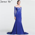On Sale no return no refundSale Newest Lace Flowers Sexy Mermaid Evening Gown Long Sleeve Simple Fashion Evening Dress Long 2025 LA6146