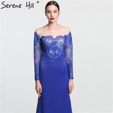 En oferta, sin devoluciones ni reembolsos. Vestido de noche sirena sexy con encaje y flores, manga larga, sencillo y a la moda. Modelo 2025 LA6146 