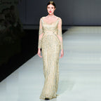 Newest Long Sleeves Luxury Slim Sexy Evening Dresses 2025 Mermaid Tassel Beading High-end Fashion Evening Gowns LA6467