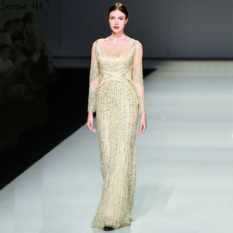 Newest Long Sleeves Luxury Slim Sexy Evening Dresses 2025 Mermaid Tassel Beading High-end Fashion Evening Gowns LA6467