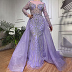 Nude Luxury Muslim Mermaid Evening Dresses Gowns 2025 Beaded Overskirt Elegant For Women Party LA71597