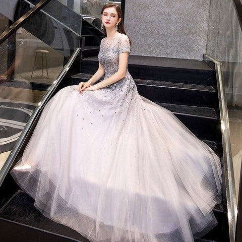 Vestido de noche de corte A para mujer, vestido de fiesta sexy sin mangas con cuentas, vestido formal para mujer 