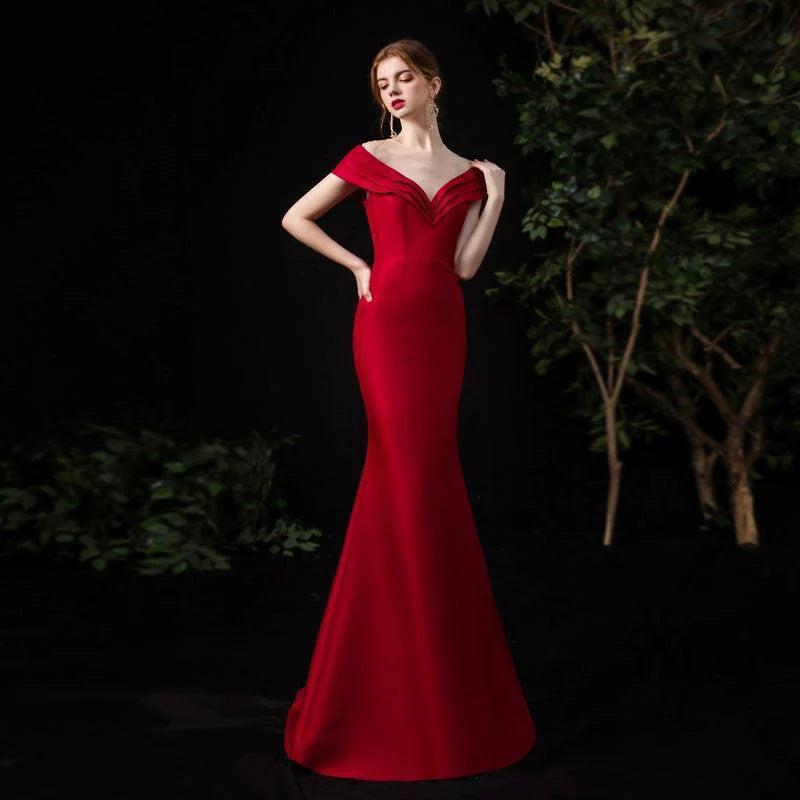 Women's Mermaid Evening Dress Long Prom Dresses V-Neck Formal Dresses for Women