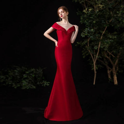Robe de soirée sirène longue pour femme, col en V, robe de soirée élégante 
