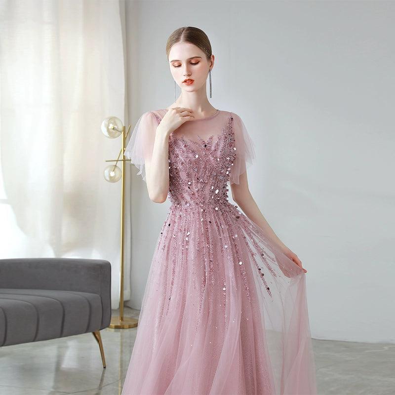 Vestidos de noche de corte A para mujer, vestidos de fiesta con cuentas, vestidos largos formales para mujer 