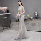 Baoleely Mermaid Prom Dresses Sleeveless Evening Dress Beaded Sexy Formal Dress for Women