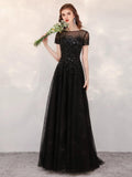 Women's A-Line Evening Dress Long Prom Dresses Sleeveless Beaded Formal Dresses for Women