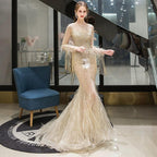 Baoleely Women's Mermaid Evening Dress Long Formal Dresses Sexy Beaded Prom Dresses for Women