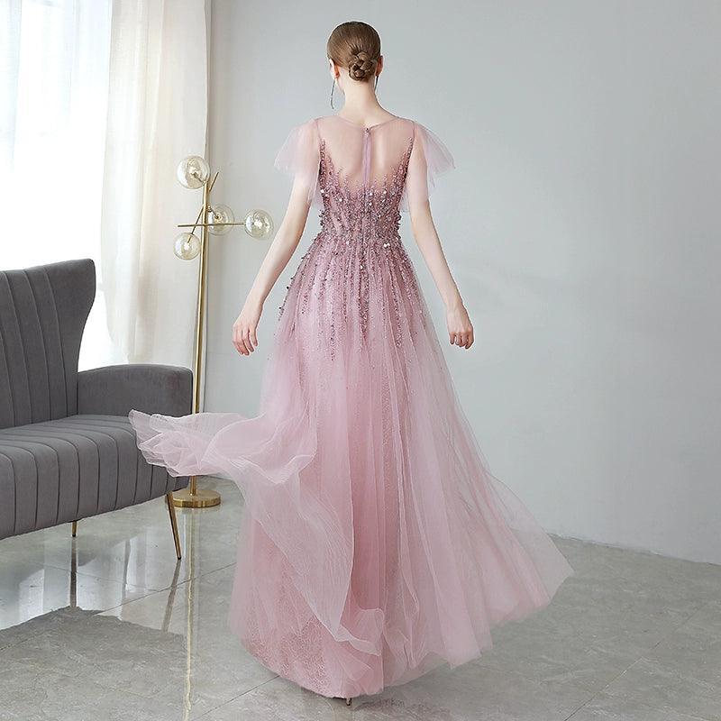 Vestidos de noche de corte A para mujer, vestidos de fiesta con cuentas, vestidos largos formales para mujer 