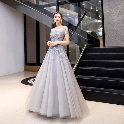 Vestido de noche de corte A para mujer, vestido de fiesta sexy sin mangas con cuentas, vestido formal para mujer 