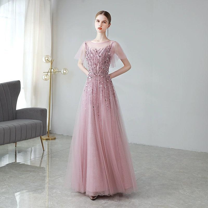 Vestidos de noche de corte A para mujer, vestidos de fiesta con cuentas, vestidos largos formales para mujer 